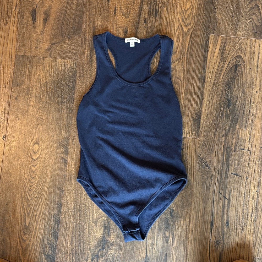 Ribbed Navy Racerback Bodysuit - Unbranded